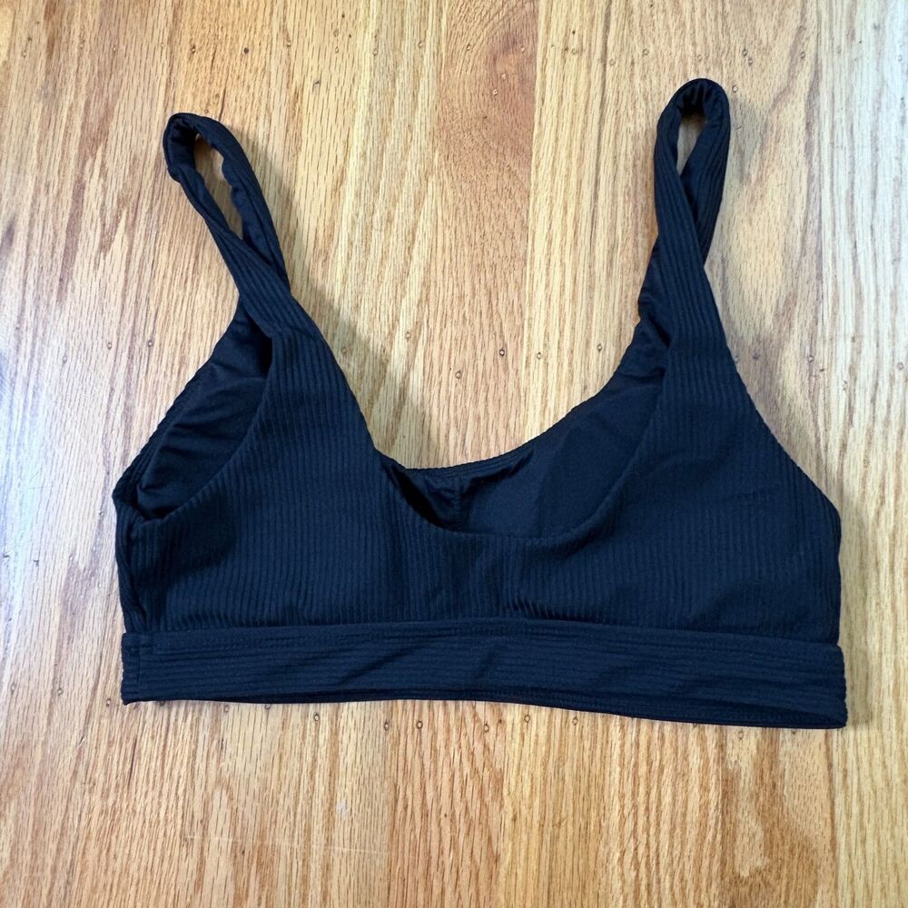 ANDIE The Ventura Ribbed Black Summer Beach Bikini Top Womens Size Medium - Picture 2 of 5